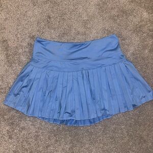 Blue Mini Skater Skirt with Pleats